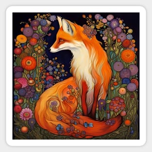 A Fox in the Flower Garden Sticker